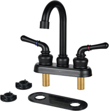 Load image into Gallery viewer, OYMOV RV Bathroom Faucet - 4‘’ Non-Metallic 2-Handle (Teapot Shape), Matte Black