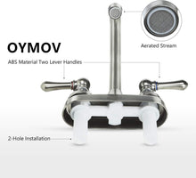 Load image into Gallery viewer, OYMOV RV Bathroom Faucet - 4‘’ Non-Metallic 2-Handle (Bell Shape), Brushed Nickel