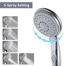 Load image into Gallery viewer, RV Shower Head with Hose - 5-Spray, High Pressure, Drill-free
