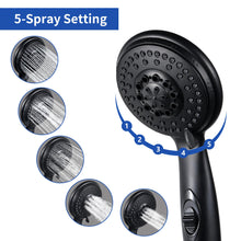 Load image into Gallery viewer, RV Shower Head with Hose - 5-Spray, High Pressure, Drill-free