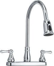Load image into Gallery viewer, Two-Handle Non-Metallic RV Kitchen Sink Faucet with Pull-Down Sprayer-Chrome