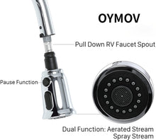 Load image into Gallery viewer, Two-Handle Non-Metallic RV Kitchen Sink Faucet with Pull-Down Sprayer-Chrome