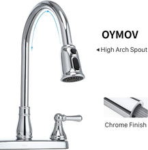 Load image into Gallery viewer, Two-Handle Non-Metallic RV Kitchen Sink Faucet with Pull-Down Sprayer-Chrome