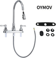 Load image into Gallery viewer, Two-Handle Non-Metallic RV Kitchen Sink Faucet with Pull-Down Sprayer-Chrome